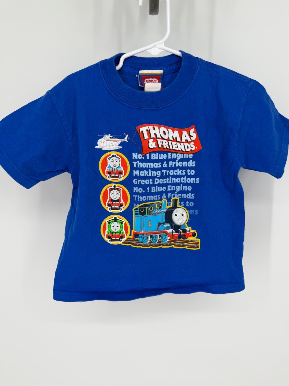 Thomas & Friends Vintage Blue Shirt Top Boys Y2K Character Train Engine Tee 4t